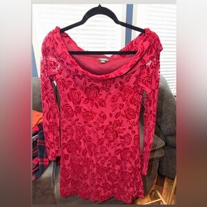 Wildflowers Red Floral Long Sleeve Dress